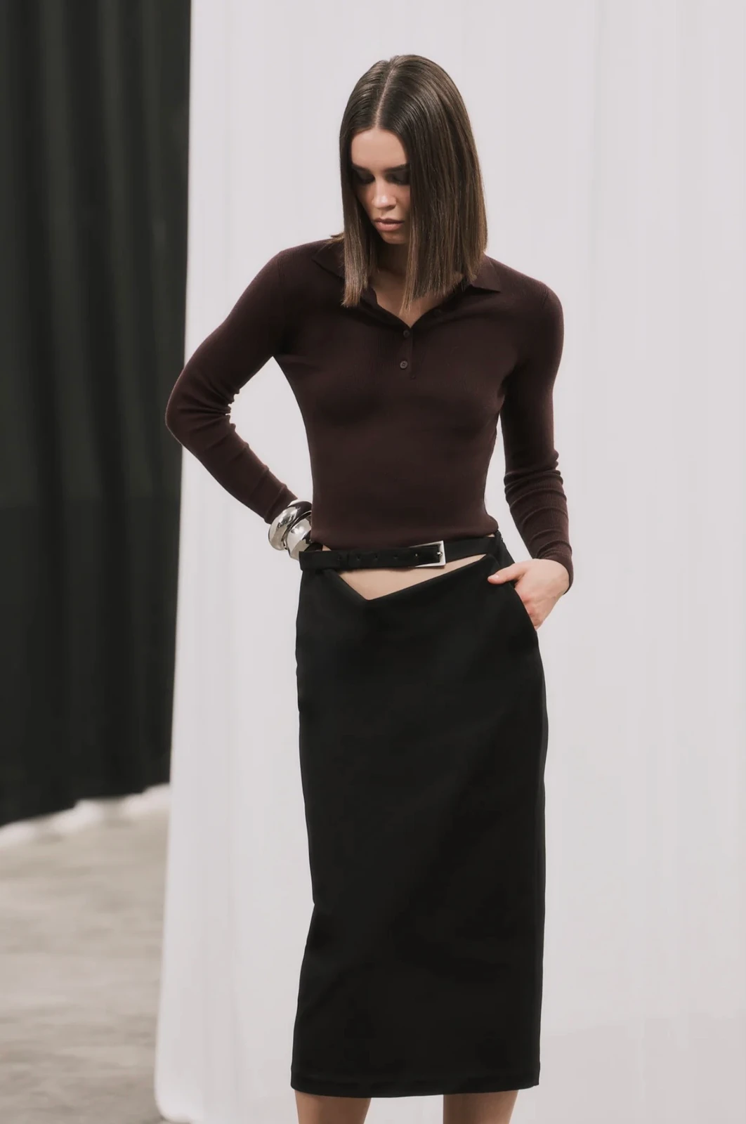 IVY LONG SKIRT - Black